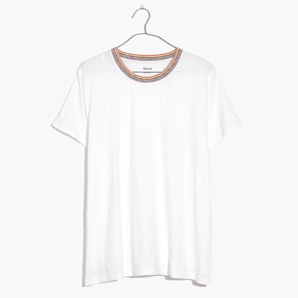 Madewell XXS Whisper Cotton Rainbow Ringer Crewneck Tee